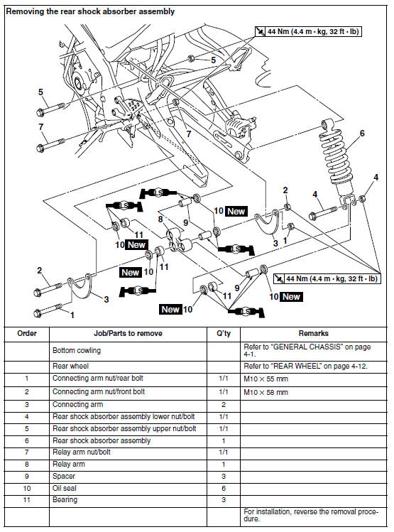 Rear shock absorber assembly